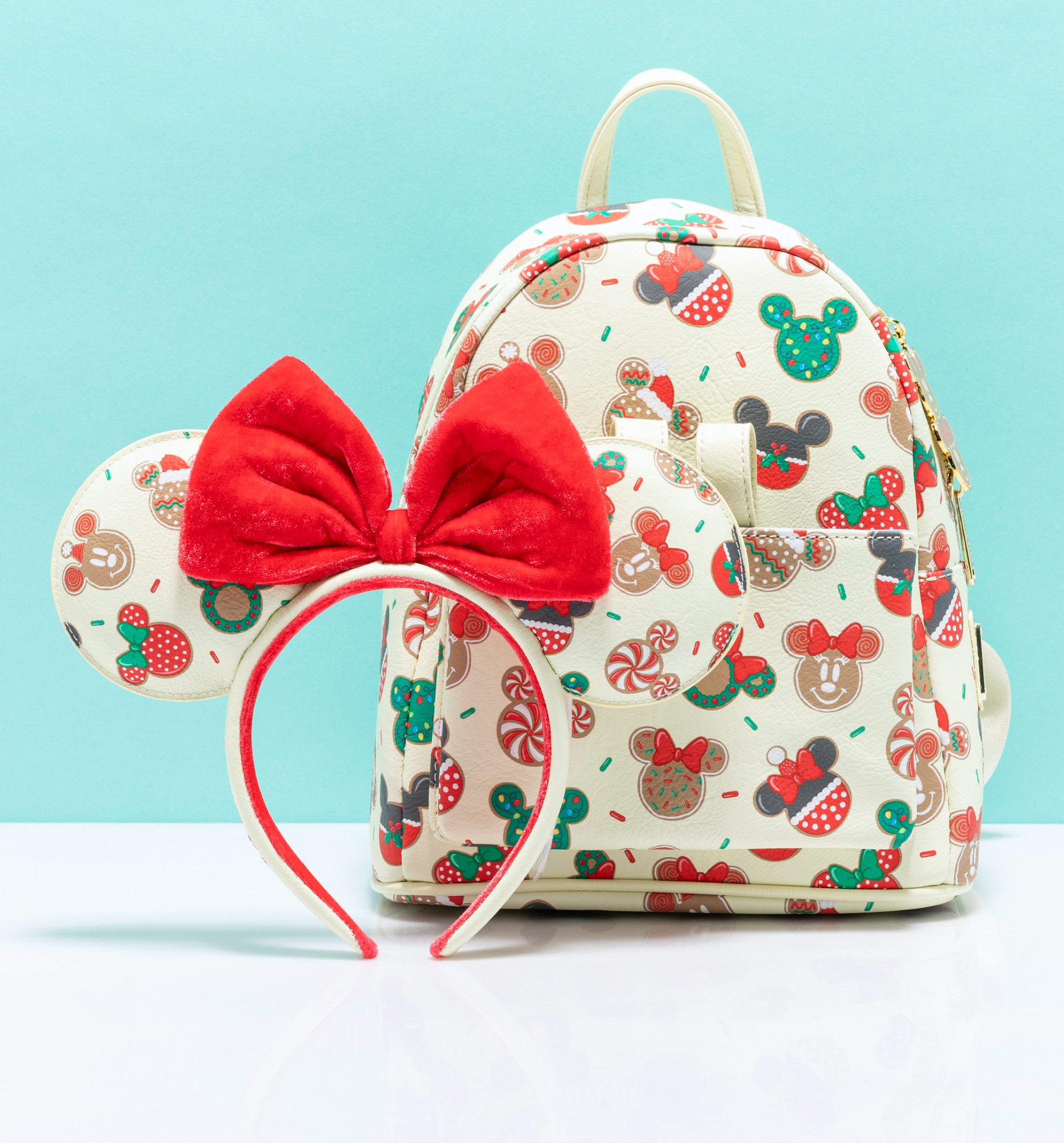 Loungefly Disney Mickey & Minnie Christmas Cookies Mini Backpack & Headband Combo
