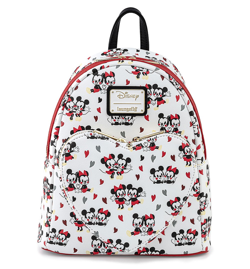 Loungefly Disney Mickey And Minnie Mouse Heart All Over Print Mini Backpack
