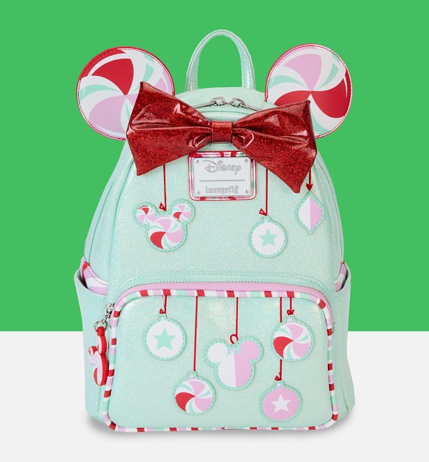 Loungefly Disney Minnie Holiday Peppermint Ornaments Mini Backpack