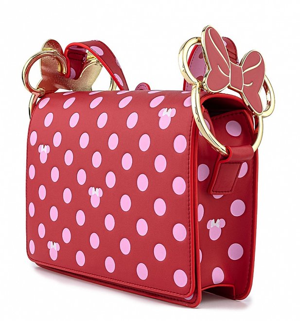 Loungefly Disney Minnie Mouse Pink Polka Dot Bow Strap Cross Body Bag