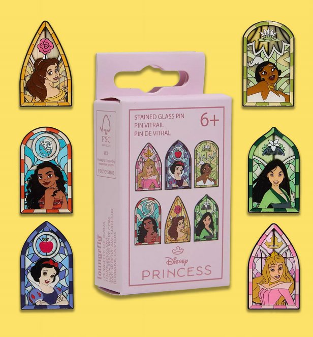 Loungefly Disney Princess Stained Glass Window Mystery Box Pin