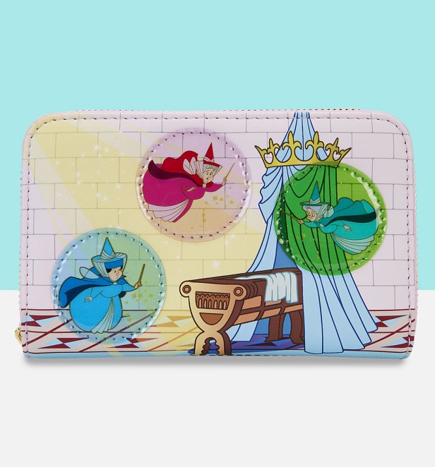 Loungefly Disney Sleeping Beauty Floral Fairy Godmothers Zip Around Wallet