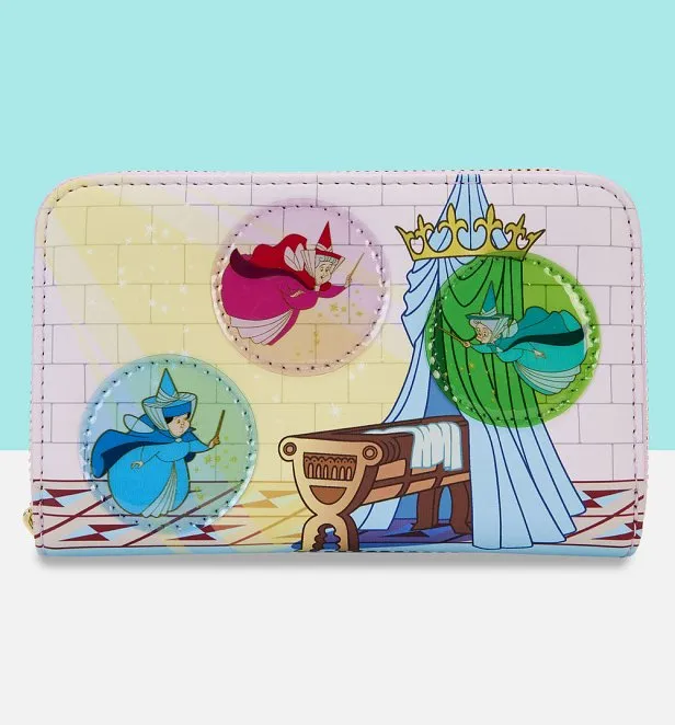 Sleeping Beauty Fairy Godmothers Floral Zip-Around Wallet