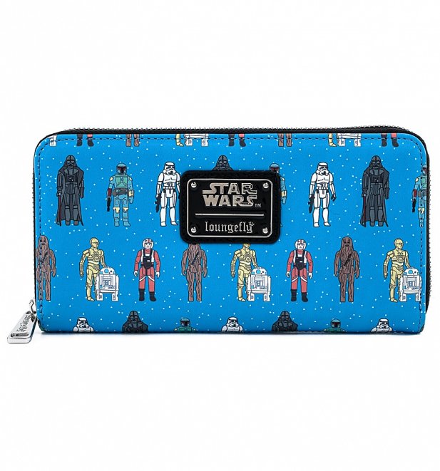 Loungefly Disney Star Wars Action Figures All Over Print Zip Around Wallet Loungefly Disney Star Wars Action Figures All Over Print Zip Around Wallet