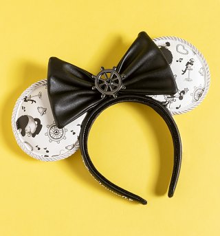 Loungefly Disney Steamboat Willie Ears Bow Rope Piping Headband Loungefly Disney Steamboat Willie Ears Bow Rope Piping Headband