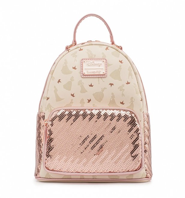 Loungefly Disney Ultimate Princess All Over Print Sequin Mini Backpack