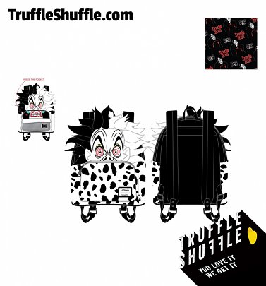 Loungefly Disney Villains Cruella De Vil Spots Cosplay Mini Backpack Loungefly Disney Villains Cruella De Vil Spots Cosplay Mini Backpack