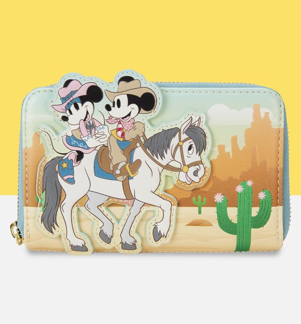 Loungefly Disney Western Mickey And Minnie Zip Around Wallet