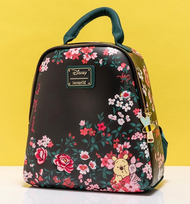 Loungefly Disney Winnie The Pooh Black Floral Mini Backpack