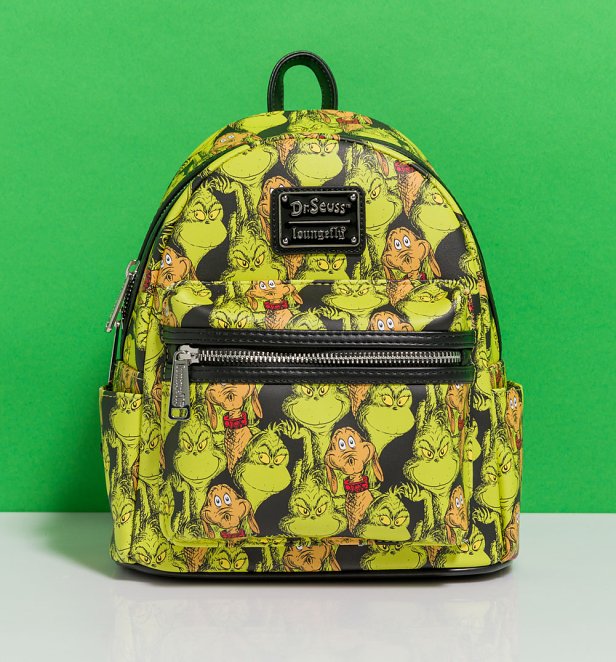 Loungefly Dr Seuss The Grinch And Max All Over Print Mini Backpack