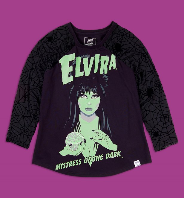 Loungefly Elvira Shirred Raglan T-Shirt Loungefly Elvira Shirred Raglan T-Shirt