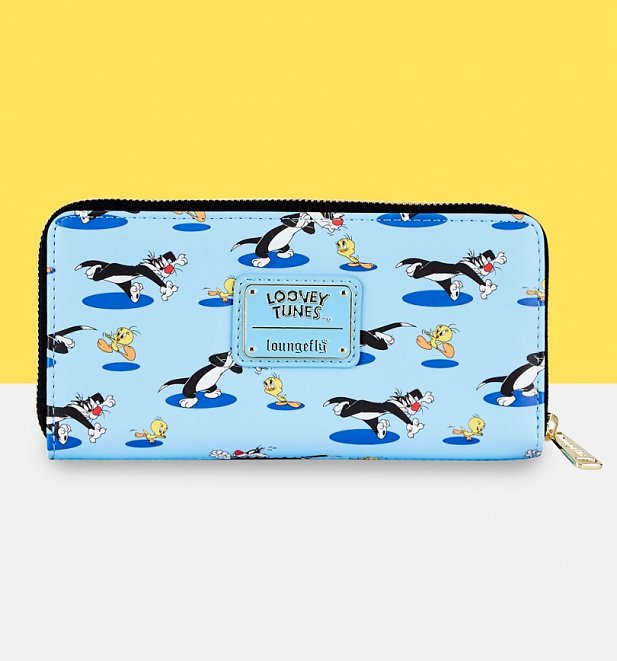 Loungefly Looney Tunes Tweety And Sylvester All Over Print Zip Wallet