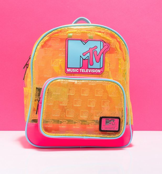 Loungefly MTV Clear Neon PVC Mini Backpack Loungefly MTV Clear Neon PVC Mini Backpack