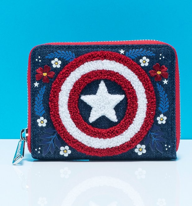 Loungefly Marvel Captain America 80th Anniversary Floral Shield Zip Around Wallet Loungefly Marvel Captain America 80th Anniversary Floral Shield Zip Around Wallet