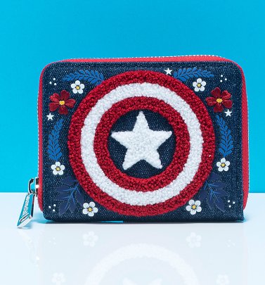 Loungefly Marvel Captain America 80th Anniversary Floral Shield Zip Around Wallet Loungefly Marvel Captain America 80th Anniversary Floral Shield Zip Around Wallet