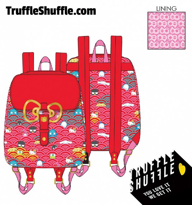 Loungefly Sanrio 60th Anniversary Gold Bow All Over Print Mini Backpack Loungefly Sanrio 60th Anniversary Gold Bow All Over Print Mini Backpack