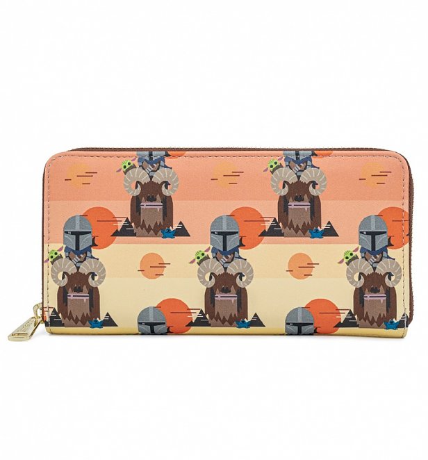 Loungefly Star Wars Mandalorian Bantha Ride All Over Print Zip Around Wallet Loungefly Star Wars Mandalorian Bantha Ride All Over Print Zip Around Wallet