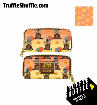 Loungefly Star Wars Mandalorian Bantha Ride All Over Print Zip Around Wallet Loungefly Star Wars Mandalorian Bantha Ride All Over Print Zip Around Wallet