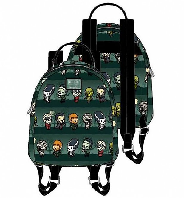 Loungefly Universal Monsters Chibi All Over Print Mini Backpack