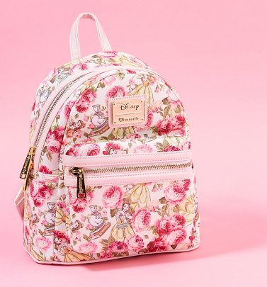 Loungefly x Disney Beauty and the Beast Character Floral Print Mini Faux Leather Backpack Loungefly x Disney Beauty and the Beast Character Floral Print Mini Faux Leather Backpack