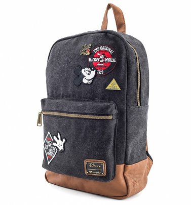 Loungefly x Disney Mickey Mouse Patches Denim Backpack Loungefly x Disney Mickey Mouse Patches Denim Backpack