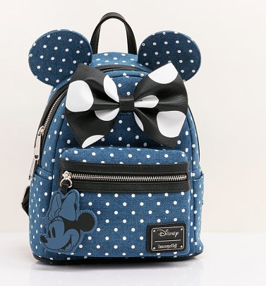 Loungefly Disney Minnie Mouse Denim Backpack Loungefly Disney Minnie Mouse Denim Backpack