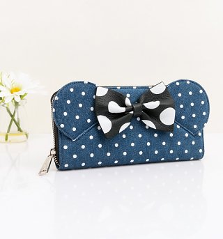 Loungefly Disney Minnie Mouse Denim Wallet With Ears Loungefly Disney Minnie Mouse Denim Wallet With Ears