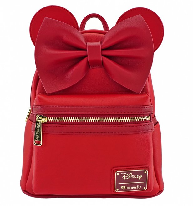 Loungefly x Disney Red Minnie Mouse Ears And Bow Faux Leather Mini Backpack