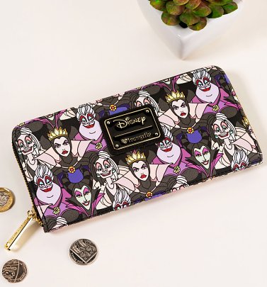Loungefly x Disney Villains Pink and Purple Print Wallet Loungefly x Disney Villains Pink and Purple Print Wallet
