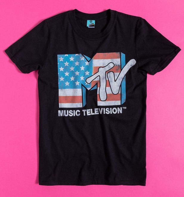 MTV American Flag Logo Black T-Shirt
