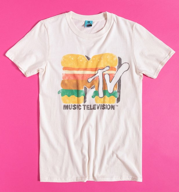 MTV Burger Logo Ecru T-Shirt