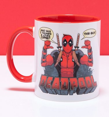 Marvel Comics Deadpool Thumbs Up Mug with Red Handle Marvel Comics Deadpool Thumbs Up Mug with Red Handle