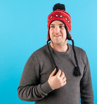 Marvel Comics Spider-Man Knitted Laplander Hat from Difuzed Marvel Comics Spider-Man Knitted Laplander Hat from Difuzed