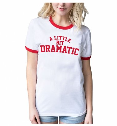 Mean Girls Inspired A Little Bit Dramatic White And Red Ringer T-Shirt Mean Girls Inspired A Little Bit Dramatic White And Red Ringer T-Shirt