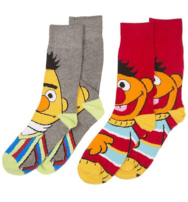 Men's 2 Pack Sesame Street Bert And Ernie Socks Men's 2 Pack Sesame Street Bert And Ernie Socks