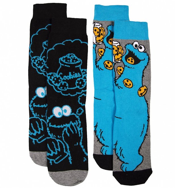 Men's 2pk Cookie Monster Sesame Street Socks Men's 2pk Cookie Monster Sesame Street Socks