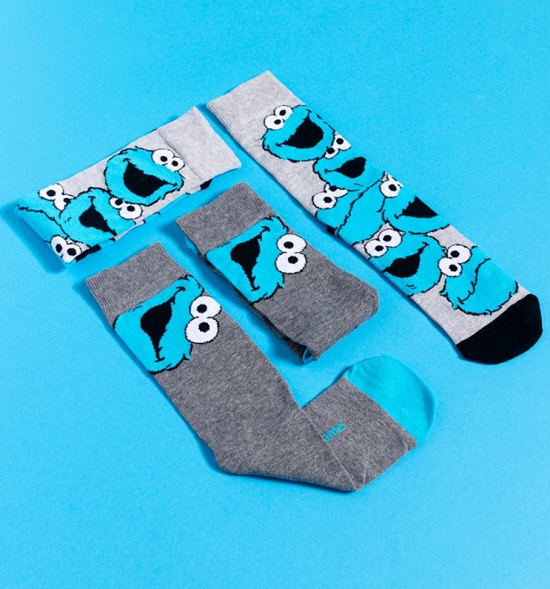 Men's 2pk Cookie Monster Sesame Street Socks