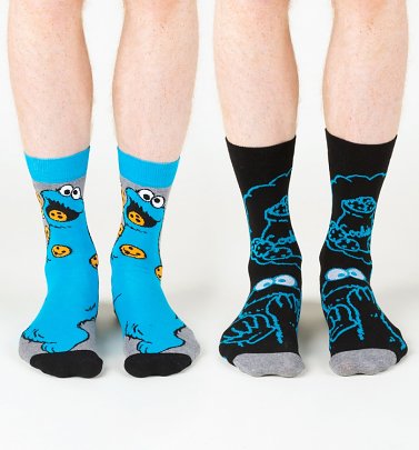 Men's 2pk Cookie Monster Sesame Street Socks Men's 2pk Cookie Monster Sesame Street Socks