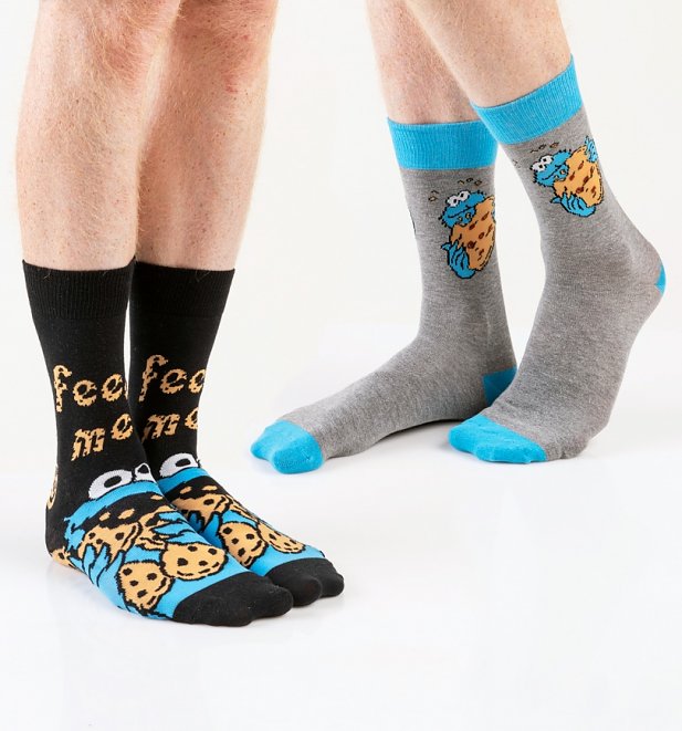 Men's 2pk Cookie Monster Sesame Street Socks