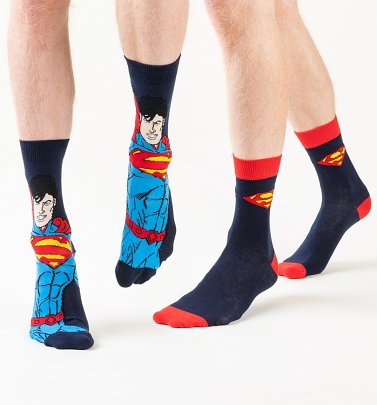 Men's 2pk Superman Character and Logo Socks Men's 2pk Superman Character and Logo Socks