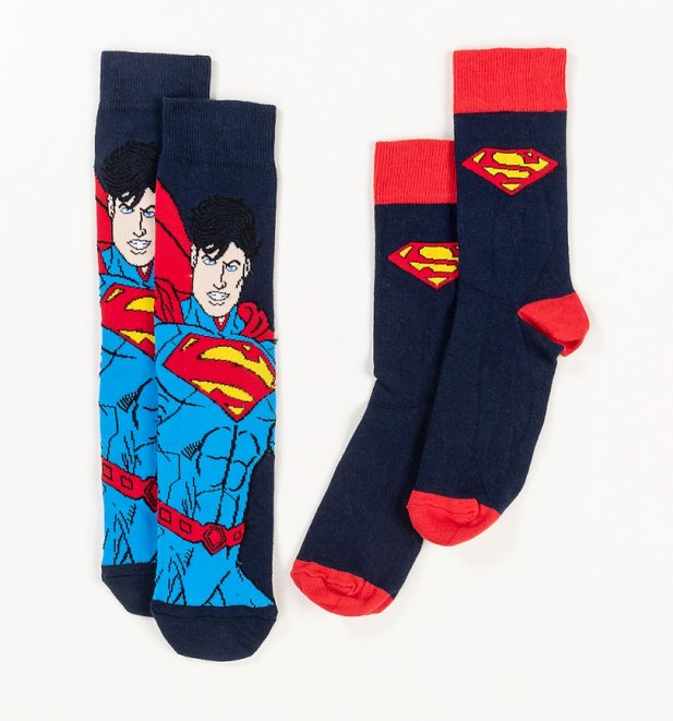 Men's 2pk Superman Character and Logo Socks