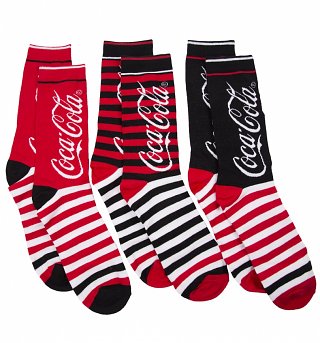 Men's 3pk Coca-Cola Stripey Socks Gift Set Men's 3pk Coca-Cola Stripey Socks Gift Set