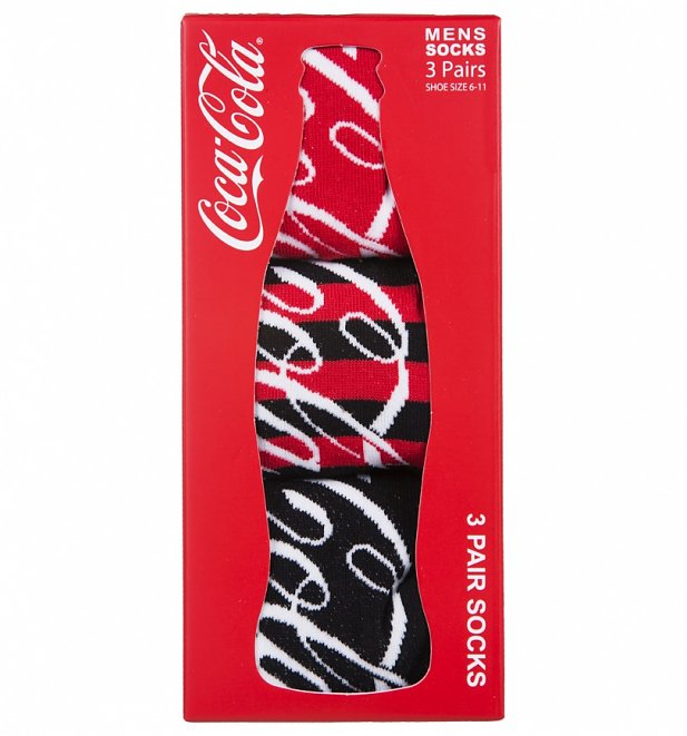 Men's 3pk Coca-Cola Stripey Socks Gift Set Men's 3pk Coca-Cola Stripey Socks Gift Set