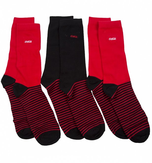 Men's 3pk Red and Black Coca-Cola Socks Gift Set Men's 3pk Red and Black Coca-Cola Socks Gift Set