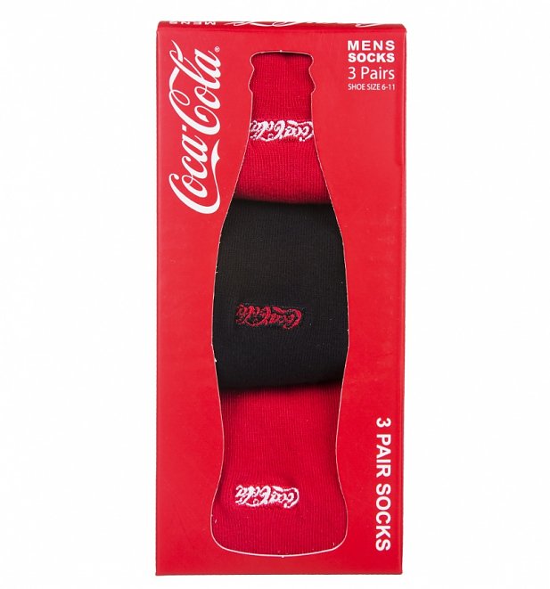 Men's 3pk Red and Black Coca-Cola Socks Gift Set Men's 3pk Red and Black Coca-Cola Socks Gift Set
