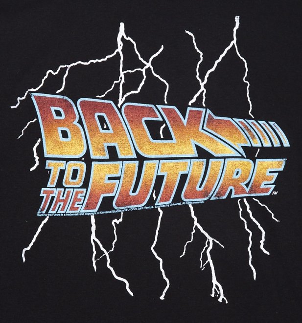 Men's Back to the Future Lightning Bolt Black T-Shirt Men's Back to the Future Lightning Bolt Black T-Shirt