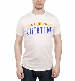 Men's Back to the Future Outatime Off White T-Shirt Men's Back to the Future Outatime Off White T-Shirt