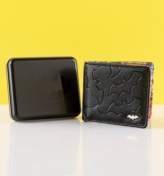 Men's Batman Embossed Wallet With Tin Men's Batman Embossed Wallet With Tin