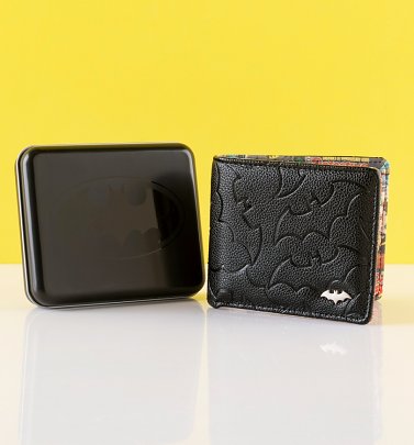 Men's Batman Embossed Wallet With Tin Men's Batman Embossed Wallet With Tin