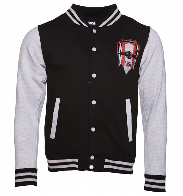 Men's Black And Grey Star Wars First Order Varsity Jacket